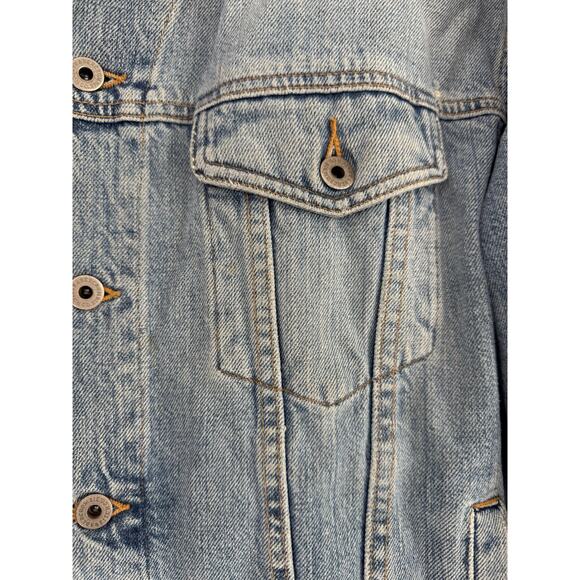 Vintage Abercrombie & Fitch Jacket Large Denim Trucker Jean Distressed Made USA - Picture 3 of 8